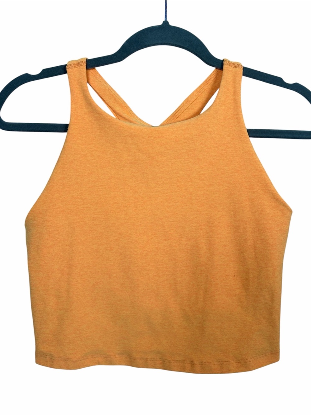 Beyond Yoga Heathered Orange Cropped Racerback Tank Top Made in USA L